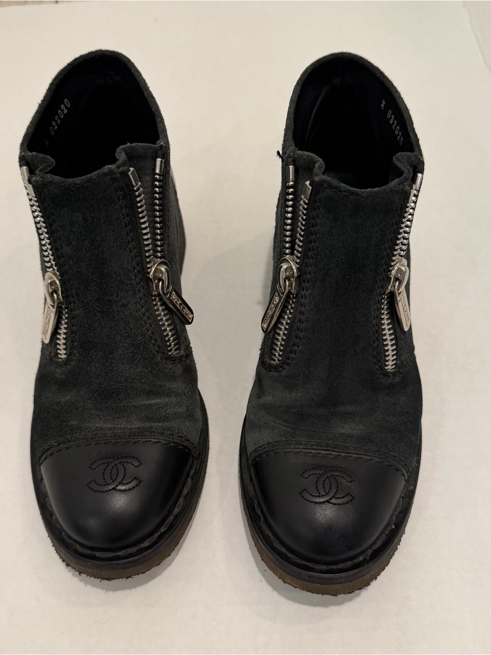 Chanel Zip Sides Leather Boots Size 38